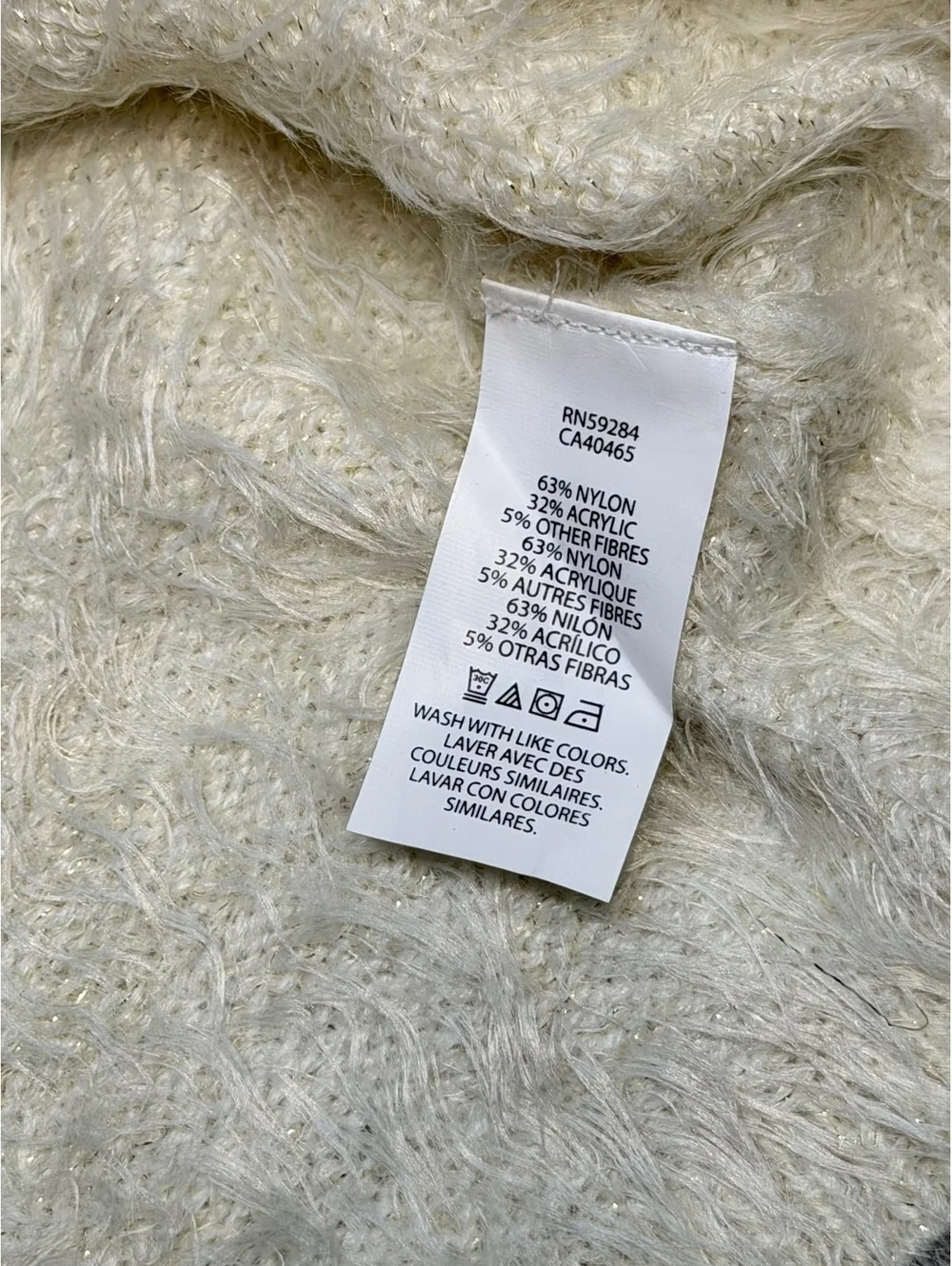 The Children's Place Girls 5/6 Ivory Fuzzy Cropped Cardigan Sweater
